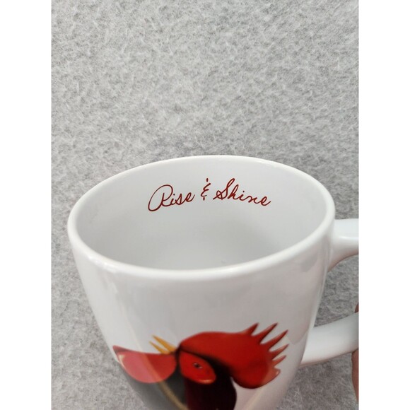 Rise‎ And Shine! Mary-Lake Thompson Coffee Mug Chicken Black Rooster Crowing Cup - Picture 3 of 10